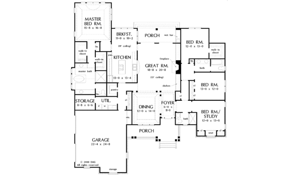 Floor Plan - Main Floor for Country House Plan #929-556 - 4 bed, 3 bath