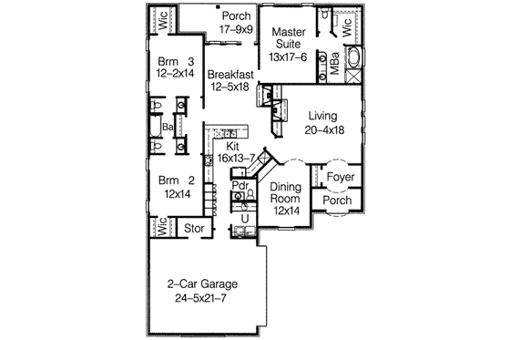 Floor Plan - Main Floor for European House Plan #15-285 - 3 bed, 2.5 bath