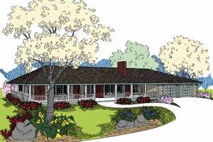 Ranch Exterior - Front Elevation Plan #60-1005