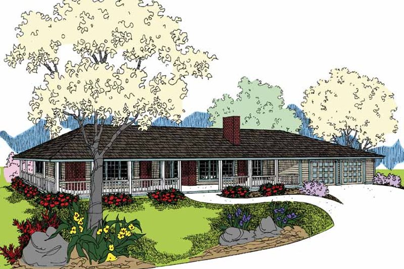 House Blueprint - Ranch Exterior - Front Elevation Plan #60-1005