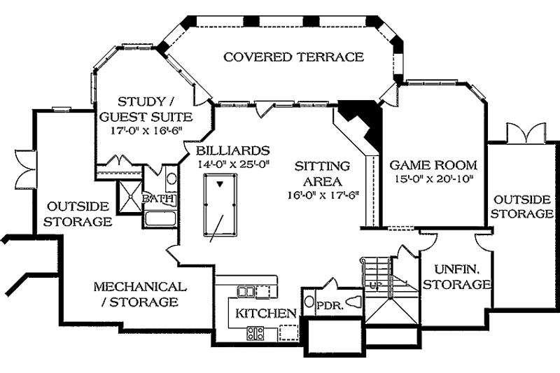 Home Plan - Floor Plan - Lower Floor for Country House Plan #453-233 - 6 bed, 4 bath