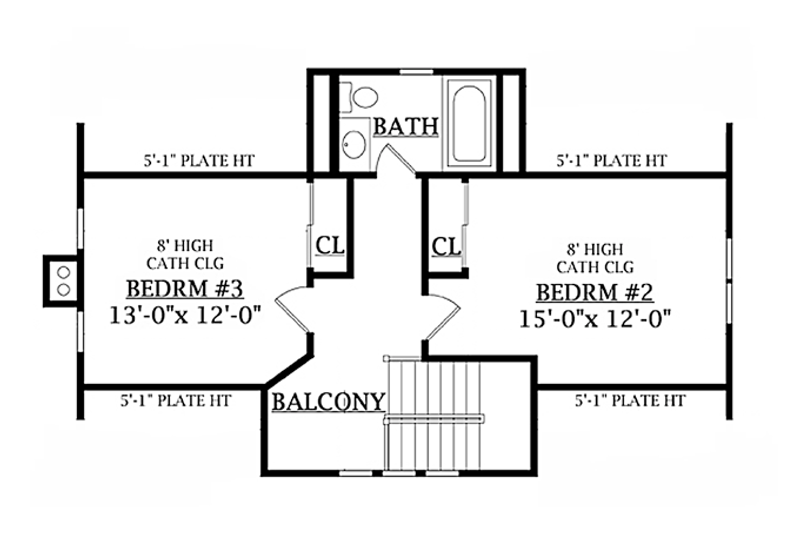 Architectural House Design - Floor Plan - Upper Floor for Craftsman House Plan #314-276 - 3 bed, 2.5 bath