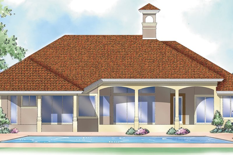 Dream House Plan - Exterior - Rear Elevation 1 for Mediterranean House Plan #930-301 - 4 bed, 3.5 bath