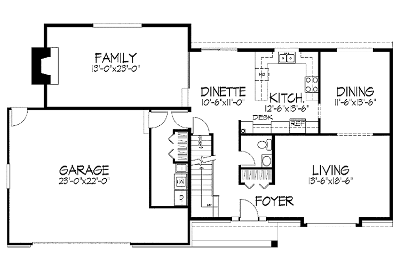 Dream House Plan - Floor Plan - Main Floor for Tudor House Plan #51-823 - 4 bed, 2.5 bath