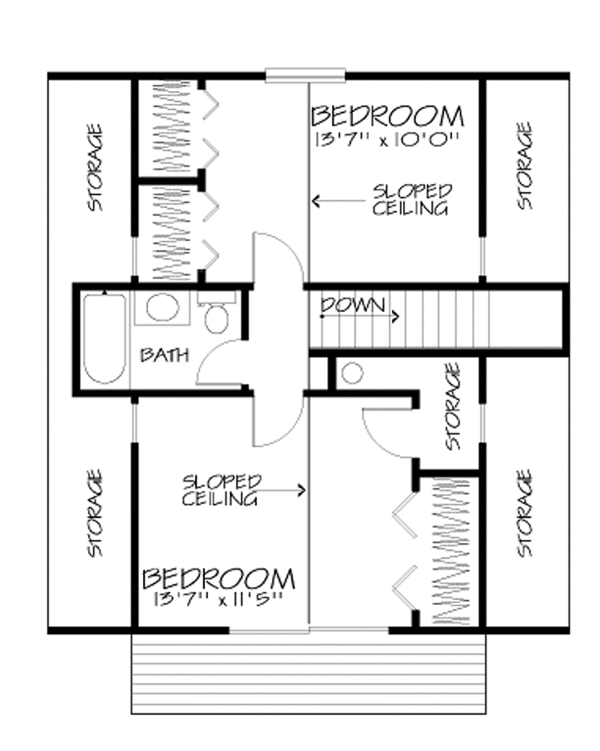 Architectural House Design - European Floor Plan - Upper Floor Plan #320-1011