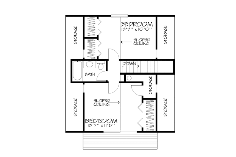 Dream House Plan - Floor Plan - Upper Floor for European House Plan #320-1011 - 3 bed, 2 bath