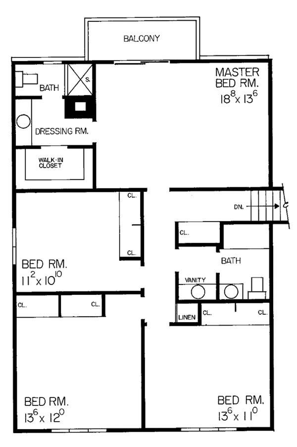 Dream House Plan - Tudor Floor Plan - Upper Floor Plan #72-670