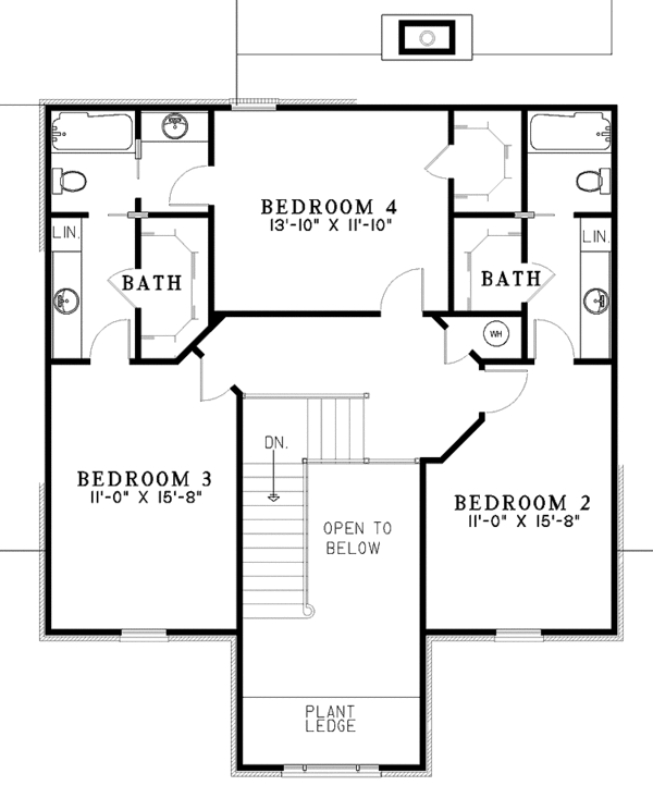 House Design - Colonial Floor Plan - Upper Floor Plan #17-3208