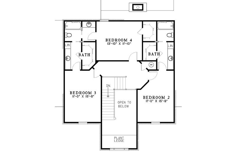 House Design - Floor Plan - Upper Floor for Colonial House Plan #17-3208 - 4 bed, 3.5 bath