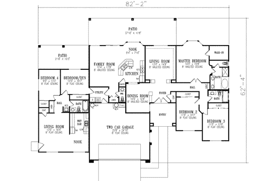 Floor Plan - Main Floor for Ranch House Plan #1-657 - 5 bed, 3.5 bath