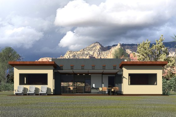 Exterior - Rear Elevation for Modern House Plan #933-14 - 2 bed, 2 bath