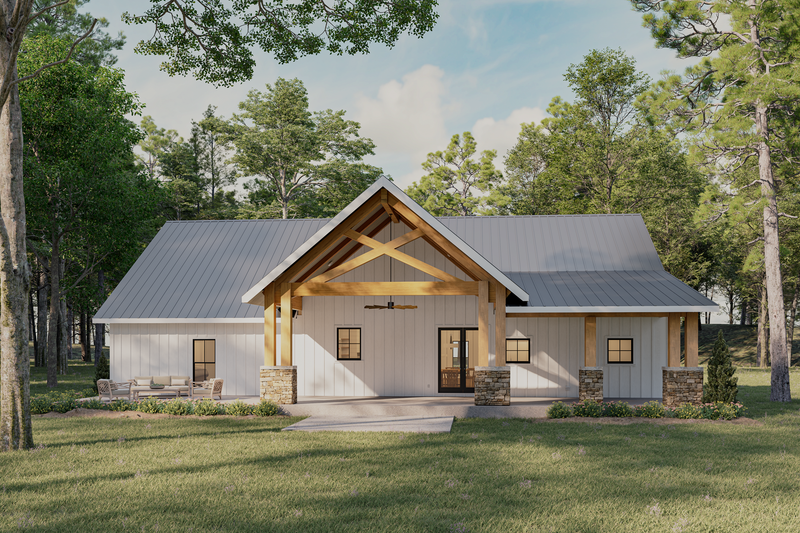 House Blueprint - Exterior - Rear Elevation for Barndominium House Plan #44-300 - 3 bed, 3.5 bath