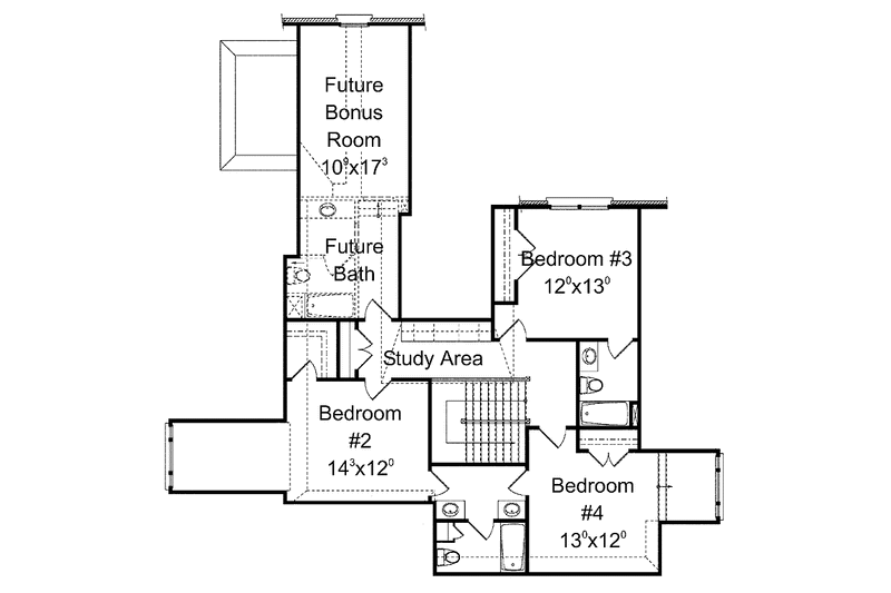 Home Plan - Floor Plan - Upper Floor for Classical House Plan #429-250 - 5 bed, 4 bath