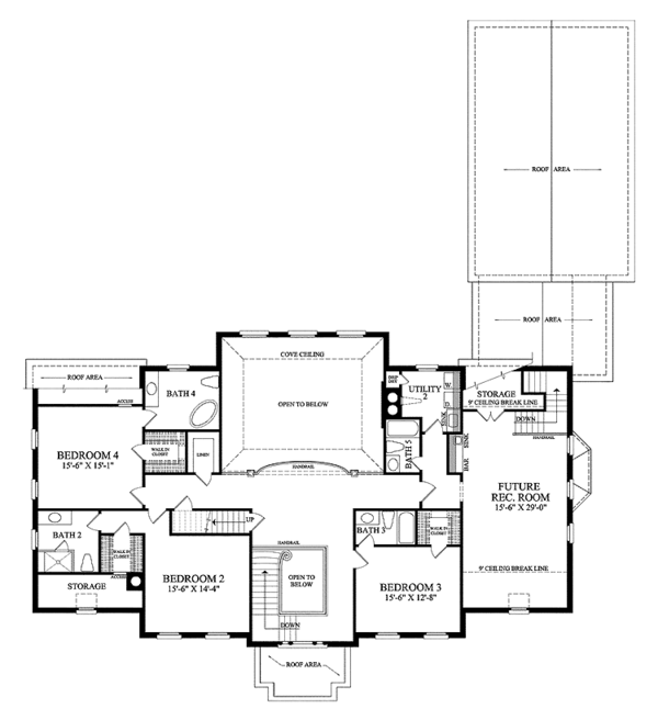 House Blueprint - Colonial Floor Plan - Upper Floor Plan #137-357