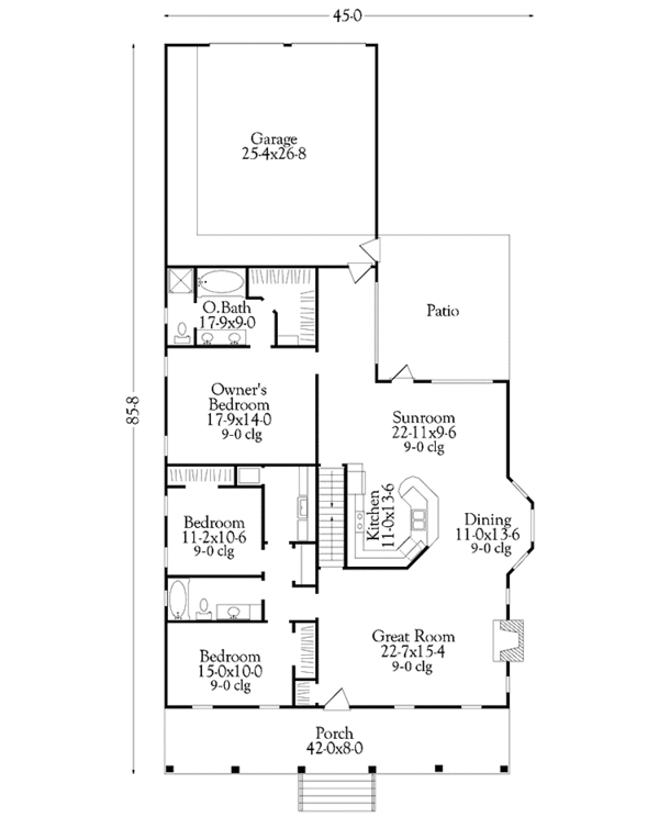 Architectural House Design - Country Floor Plan - Main Floor Plan #406-9645