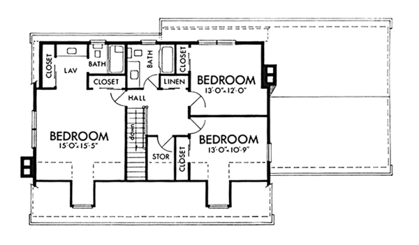House Plan Design - Colonial Floor Plan - Upper Floor Plan #320-1291