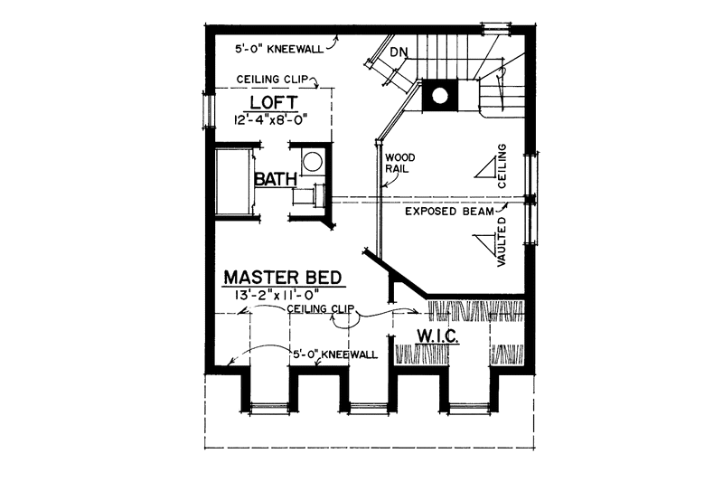 House Blueprint - Floor Plan - Upper Floor for Craftsman House Plan #1016-66 - 1 bed, 1.5 bath