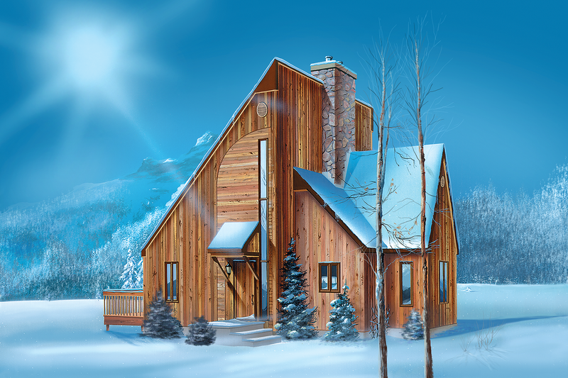 House Blueprint - Cabin Exterior - Front Elevation Plan #25-4529