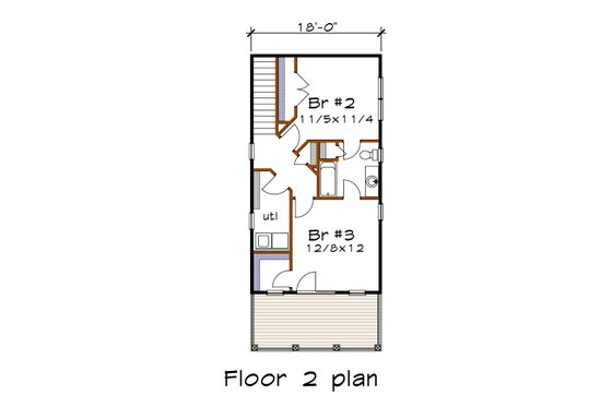 Floor Plan - Upper Floor for Craftsman House Plan #79-303 - 3 bed, 2.5 bath