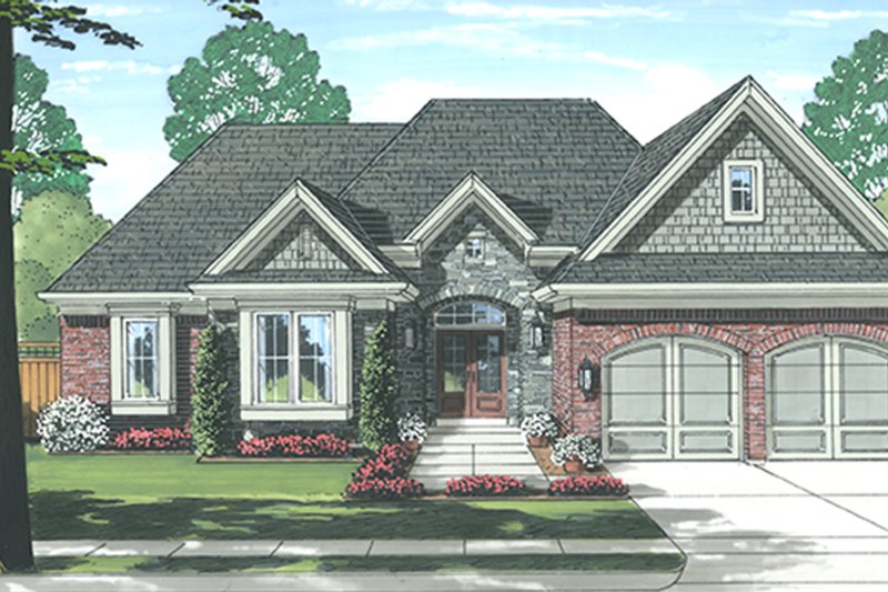 Home Plan - Exterior - Front Elevation 4 for European House Plan #46-851 - 3 bed, 2 bath