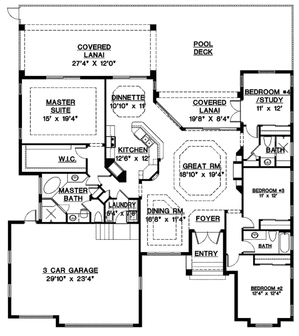 House Design - Mediterranean Floor Plan - Main Floor Plan #1017-115