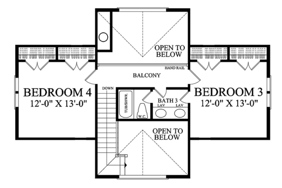 Floor Plan - Upper Floor for Traditional House Plan #137-367 - 4 bed, 3 bath