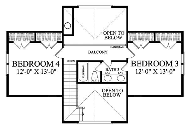 Traditional Floor Plan - Upper Floor Plan #137-367