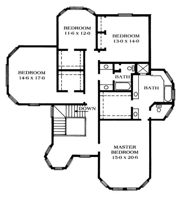 House Design - Victorian Floor Plan - Upper Floor Plan #1014-38