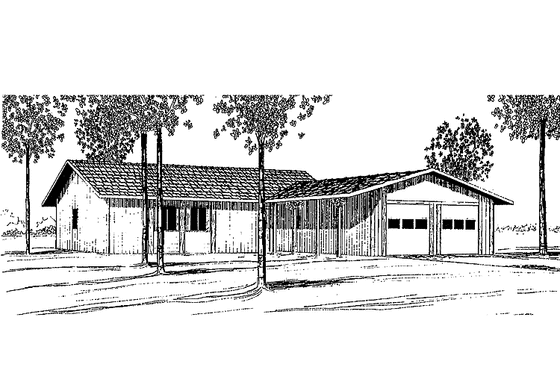 Exterior - Front Elevation 3 for Country House Plan #60-882 - 3 bed, 2 bath