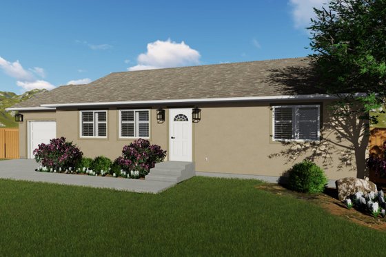 Exterior - Front Elevation 4 for Ranch House Plan #1060-3 - 2 bed, 1 bath