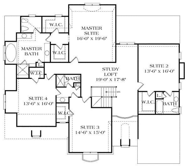 House Blueprint - Country Floor Plan - Upper Floor Plan #453-424