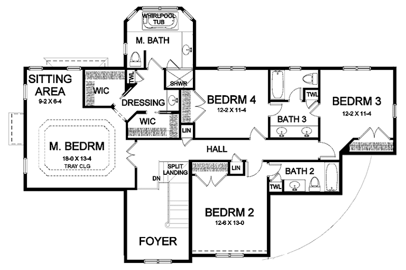 Architectural House Design - Floor Plan - Upper Floor for Country House Plan #328-426 - 4 bed, 3.5 bath