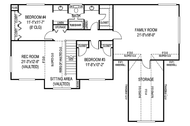 Architectural House Design - Floor Plan - Upper Floor for Country House Plan #11-271 - 4 bed, 2.5 bath