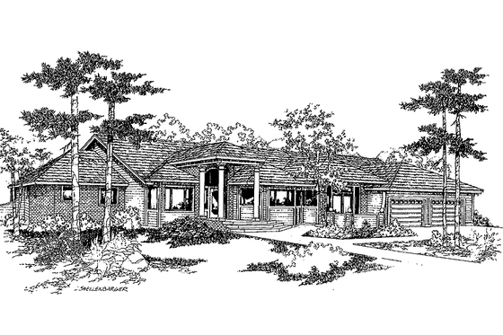 Exterior - Front Elevation 3 for Mediterranean House Plan #60-812 - 4 bed, 4.5 bath