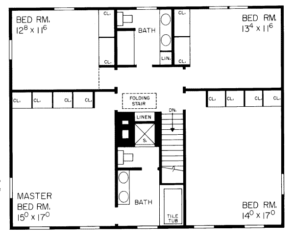 House Design - Colonial Floor Plan - Upper Floor Plan #72-347