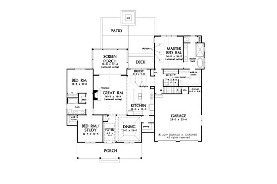 Floor Plan - Main Floor for Craftsman House Plan #929-1123 - 3 bed, 2 bath