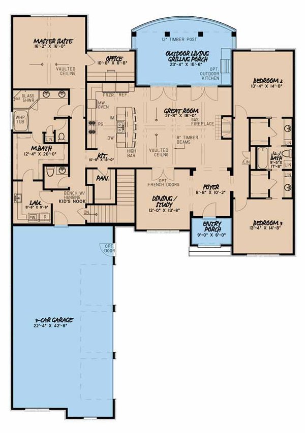 Home Plan - Country Floor Plan - Main Floor Plan #17-3374
