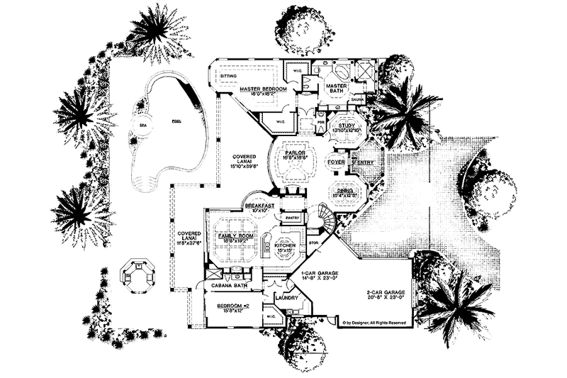 Home Plan - Floor Plan - Main Floor for Mediterranean House Plan #1017-69 - 4 bed, 5.5 bath