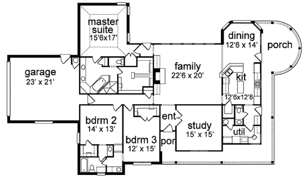 Architectural House Design - Country Floor Plan - Main Floor Plan #84-698