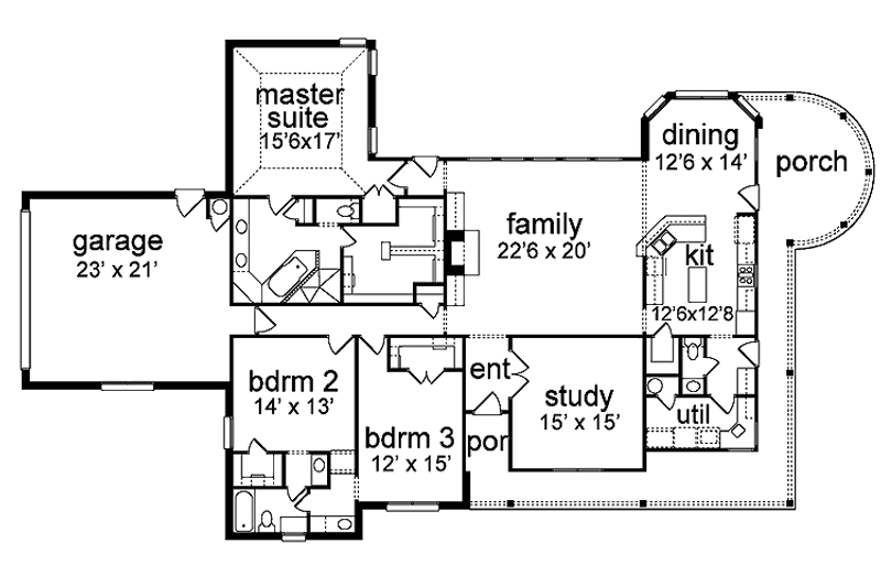 Home Plan - Floor Plan - Main Floor for Country House Plan #84-698 - 3 bed, 2.5 bath