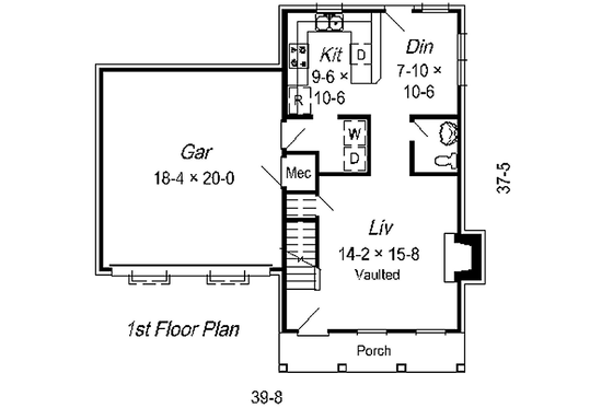 Floor Plan - Main Floor for Traditional House Plan #329-185 - 3 bed, 2.5 bath