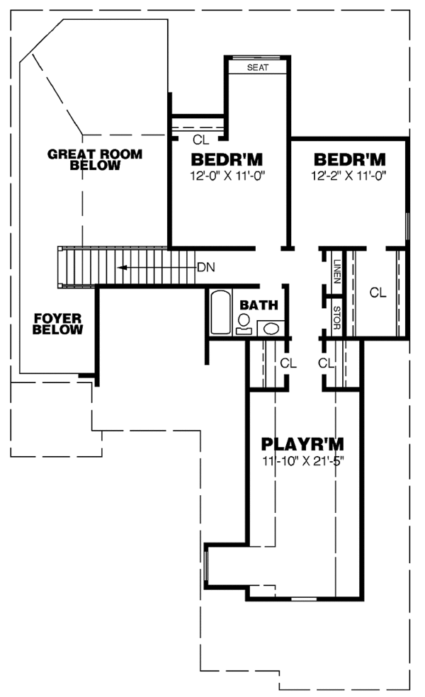 House Blueprint - European Floor Plan - Upper Floor Plan #34-251