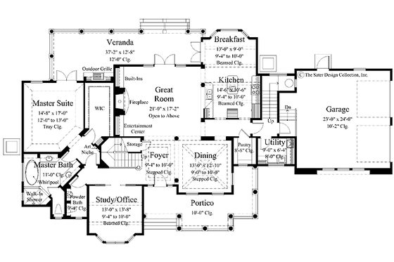 Floor Plan - Main Floor for Mediterranean House Plan #930-262 - 4 bed, 3.5 bath