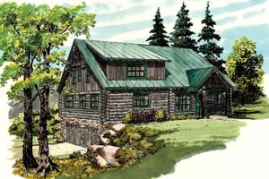 Log Exterior - Front Elevation Plan #942-23