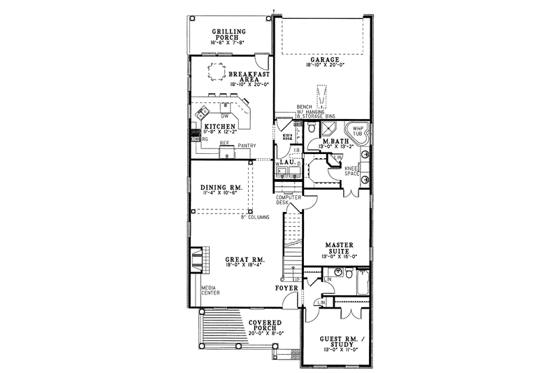 Home Plan - Floor Plan - Main Floor for Country House Plan #17-2664 - 3 bed, 3 bath