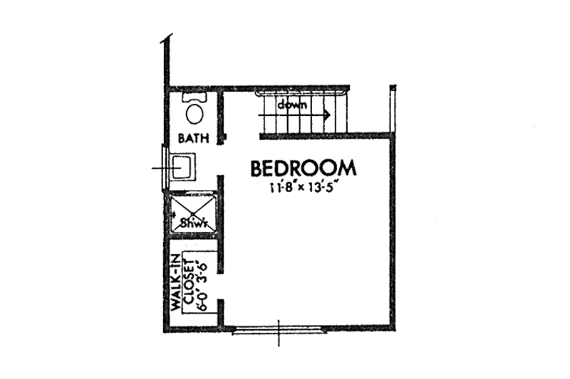 House Blueprint - Floor Plan - Upper Floor for Prairie House Plan #320-1324 - 3 bed, 2 bath