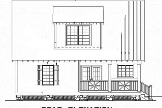 Exterior - Rear Elevation for Cabin House Plan #17-2356 - 2 bed, 2 bath