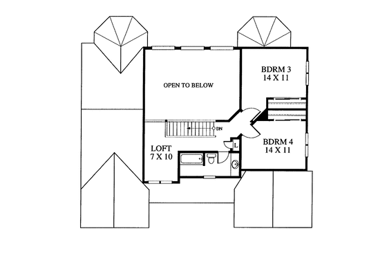 Floor Plan - Upper Floor for Traditional House Plan #1053-27 - 4 bed, 2.5 bath