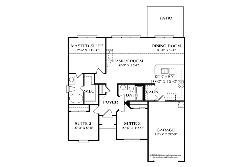 Dream House Plan - Floor Plan - Main Floor for Colonial House Plan #453-373 - 3 bed, 2 bath