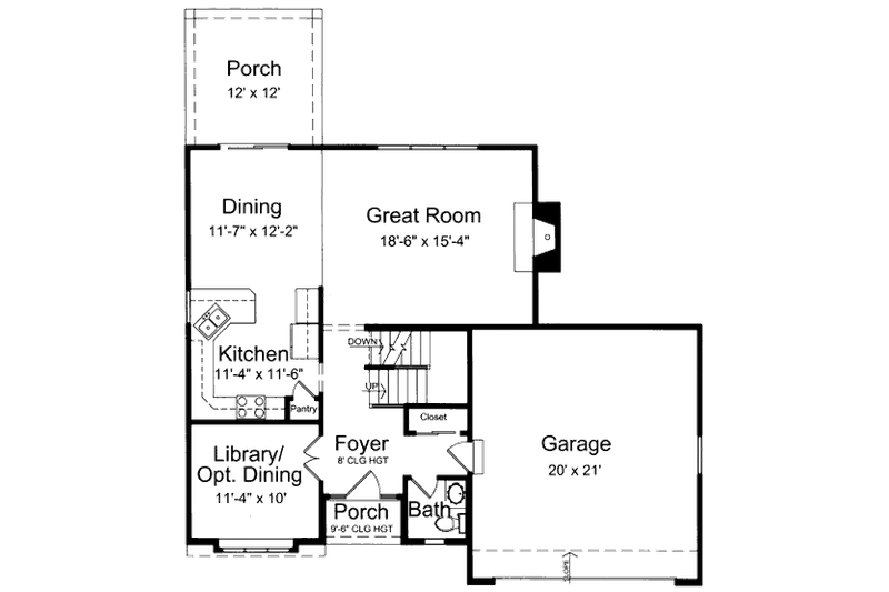 Architectural House Design - Floor Plan - Main Floor for Traditional House Plan #46-438 - 3 bed, 2.5 bath